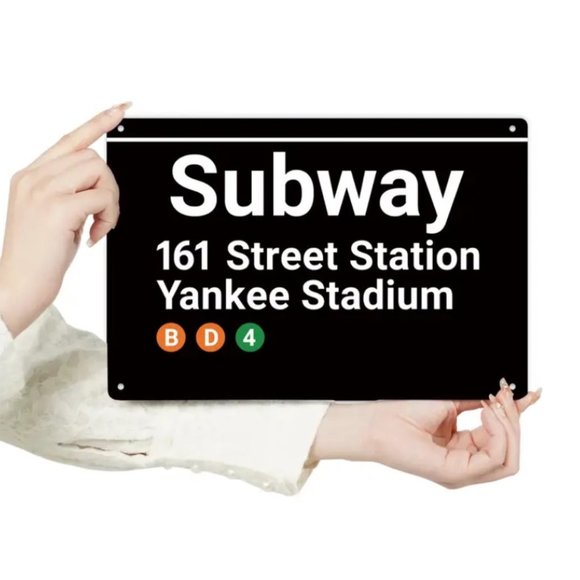 Yankee Stadium New York Subway Station Tin Sign 161 Street + Free Subway Map - Picture 5 of 7